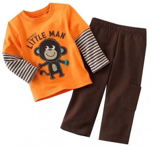 طقم ولادي قطعتين ماركة Jumping Beans - برتقالي