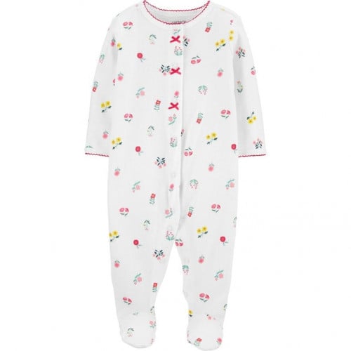 أفرول بناتي ماركة كارترز - أبيض بزهور حمراء وصفراء