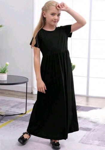 فستان بناتي أسود - طويل _ نصف كم (1)