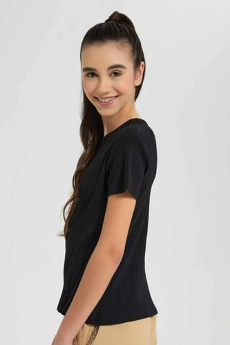 بلوزة بناتي أسود - سادة - ماركة ردتاغ