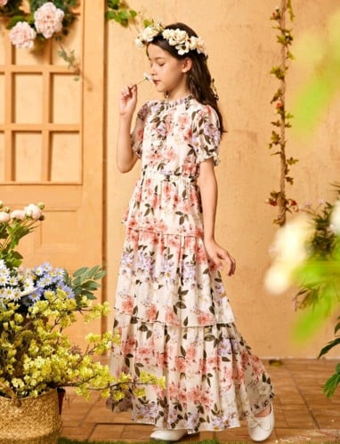 فستان بناتي طبقات