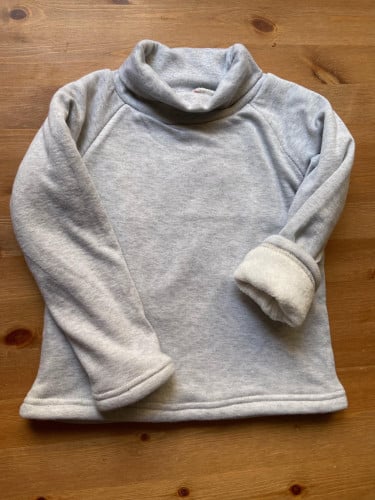 بلوزة كم طويل مبطنة - رمادي