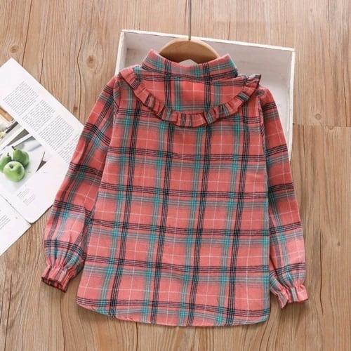 قميص بناتي وردي كاروهات