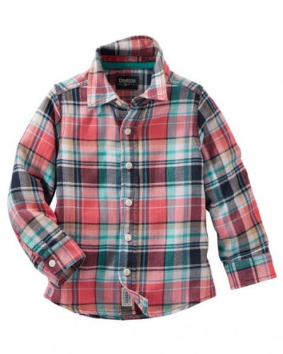 قميص ولادي كم طويل ماركة أوشكوش- كاروهات