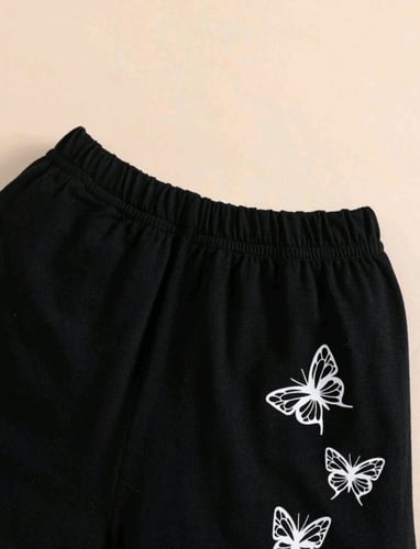 شورت بناتي أسود - فراشة