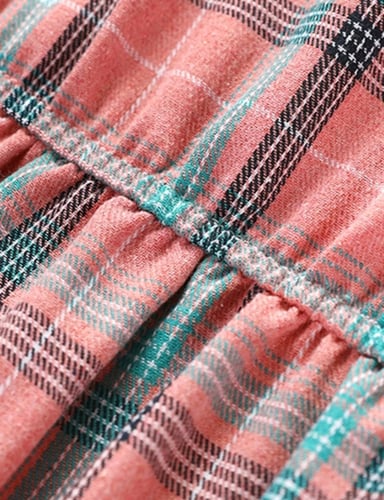 فستان بناتي وردي كاروهات