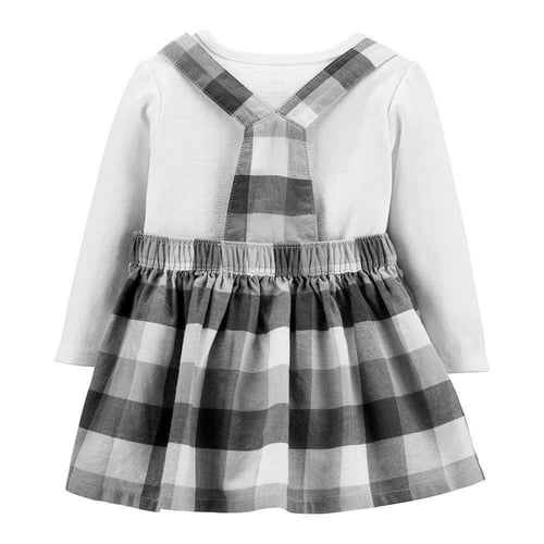 فستان بناتي ماركة كارترز-أبيض ورمادي