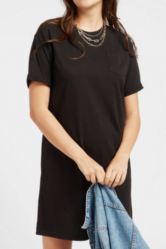 فستان تيشيرت نسائي قصير ماركة ماكس بجيب عند الصدر