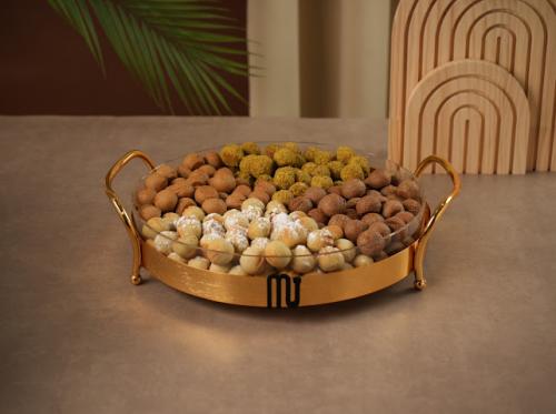 صحن اكريلك مع قاعدة ذهبي