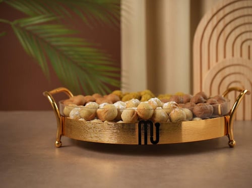 صحن اكريلك مع قاعدة ذهبي