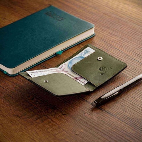 محفظة البائع الذهبي الجميلة لون أخضر