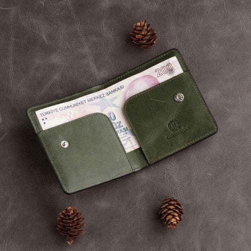 محفظة البائع الذهبي الجميلة لون أخضر