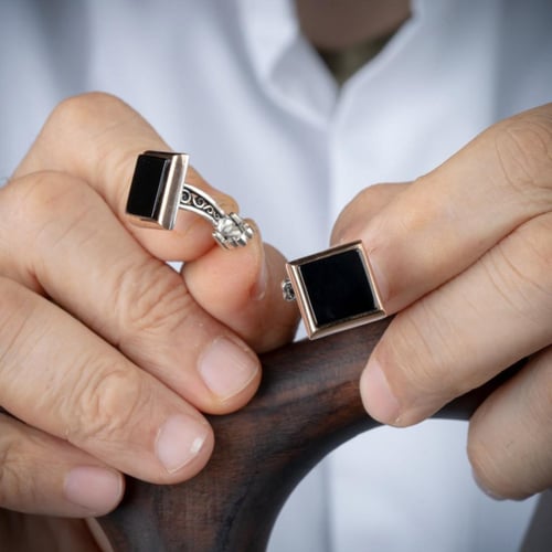 خاتم وكبك اونكس مربع