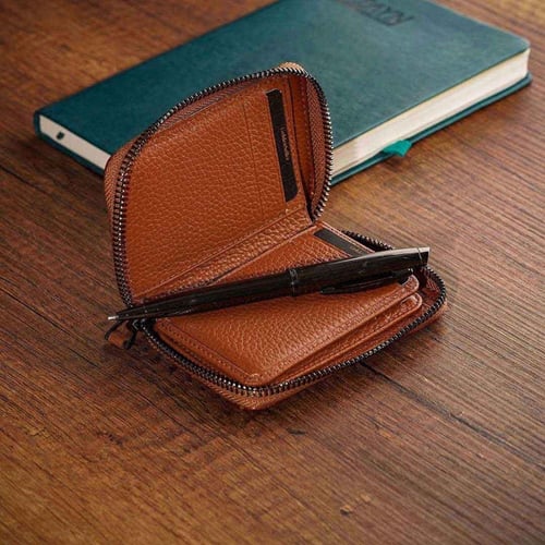 محفظة صغيرة البائع الذهبي بني