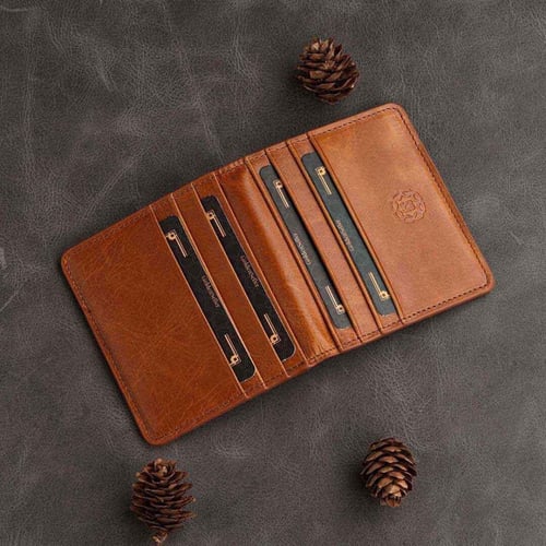 محفظة جلد طبيعي البائع الذهبي