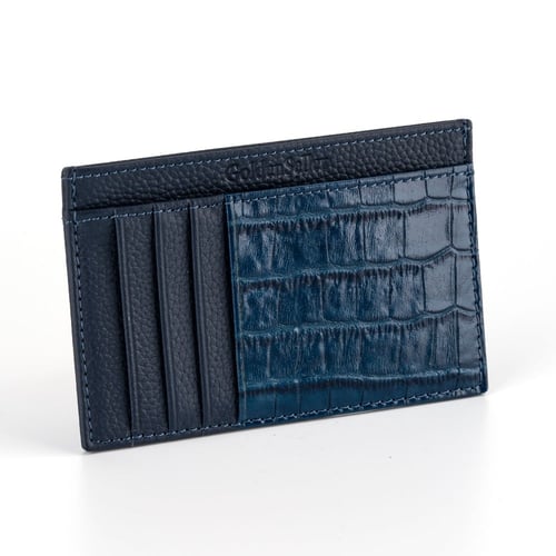 محفظة جلد طبيعي لون ازرق