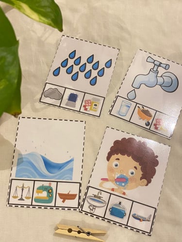 نشاط إدراكي مناسب لوحدة الماء ( 4 بطاقات مقاس A6 )...