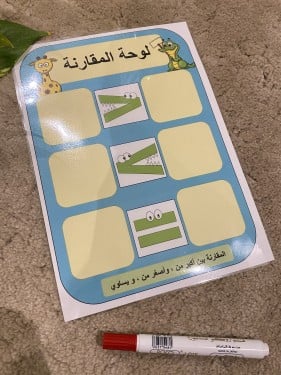 لوحة المقارنة ( اكبر من ، اصغر من ، يساوي ) طباعة...