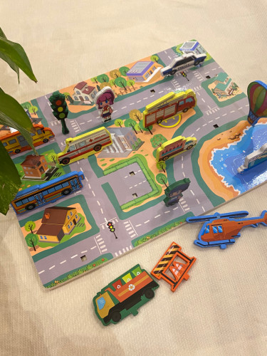 أحجية خشبية مقاس 29*21 لمفهوم المواصلات ( لوح خشبي...