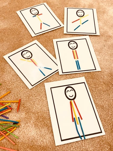 نشاط إدراكي بالأعواد الخشبية الملونة ( 5 بطاقات مق...