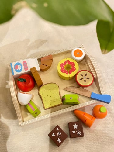 صينية اطعمة التقطيع الخشبية مناسبة للعب الدرامي وا...