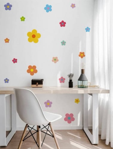 ملصق حائط بجودة عالية ورود ملونة بمقاسات متعددة (...