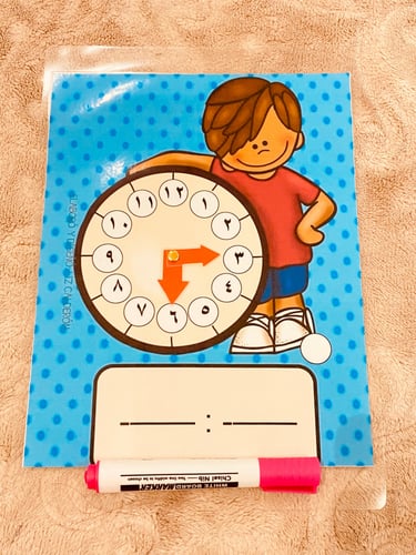 نشاط الساعه لمفهوم الوقت ( مقاس A4 مزود بأسهم متحر...