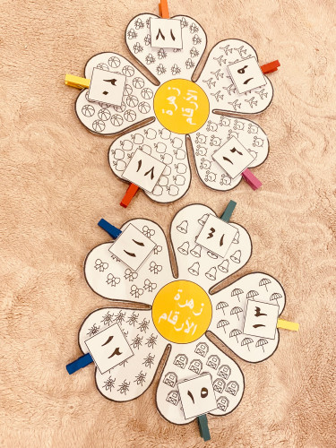 زهرة الأرقام ( من 11 - 20 ) زهرتان + 10 مشابك صغير...