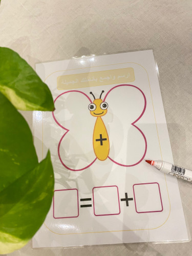 لوحة الفراشة لمفهوم الجمع ( مقاس a4 مغلفة حراريًا...