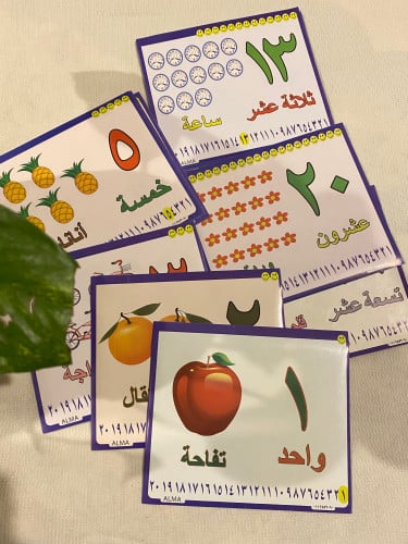 بطاقات الارقام العربية ( 20 بطاقة طباعة ليزر ورق ل...