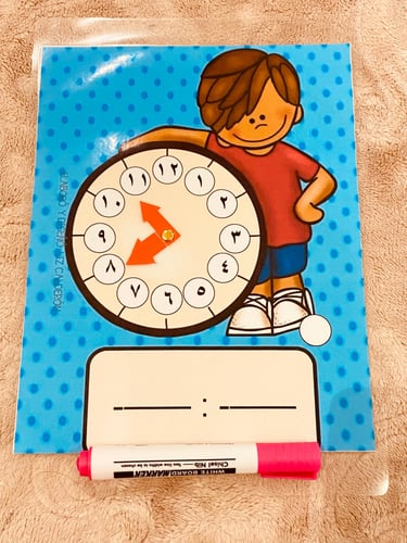 نشاط الساعه لمفهوم الوقت ( مقاس A4 مزود بأسهم متحر...