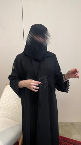 عباية كتان تطريز شك يدوي ع الاكمام قلاب