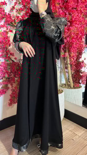 عباية كريب اندونيسي كلوش مع أكمام تفتة