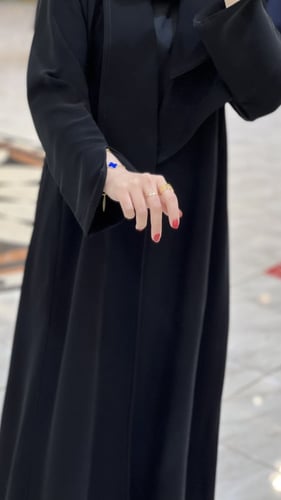 عباية كريب إندونيسي أسود فاحم بقصة نص كلوش وياقة أ...