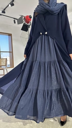 عباية كريب أندونيسي مع شيفون تل قصه كلوش كلوش