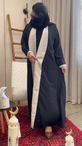 عباية كتان تطريز شك يدوي ع الاكمام قلاب