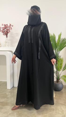 عباية كتان تطريز شك يدوي ع الاكمام قلاب