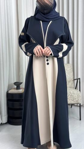 عباية جود كريب سيراميك ملكي بياقة رسمية عريضة