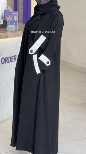 عباية قماش ملكي كوري بياقه مع جيوب