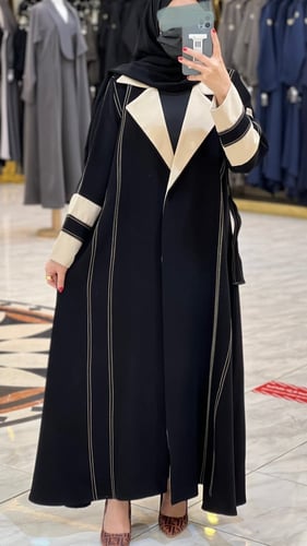 عباية كريب سيراميك مع ياقه وحزام