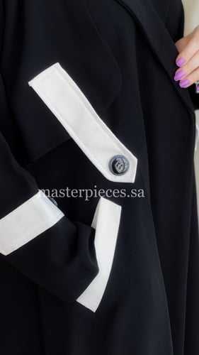 عباية قماش ملكي كوري بياقه مع جيوب