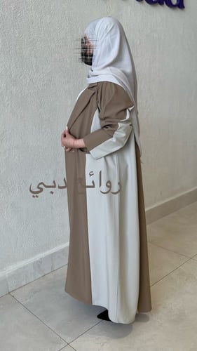 عباية كتان لونين بياقة وجيوب