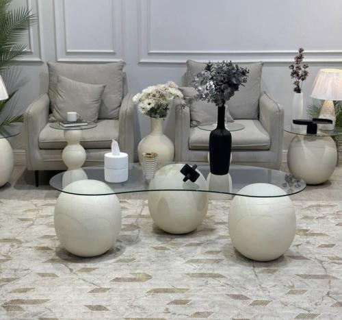 طاولة تقديم كور بسطح زجاج قطعه