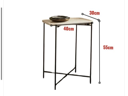 طاوله جانبيه رخام ترافنتينو حديد اسود