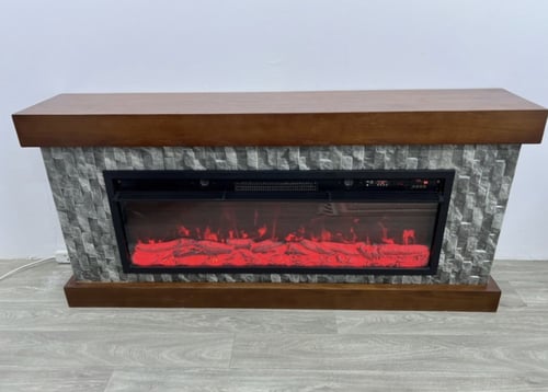 دفاية مع ديكور حجر طبيعي