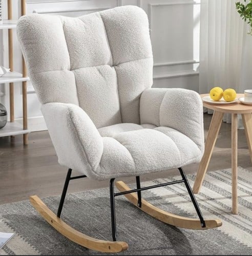 كرسي استرخاء قماش ابيض بوكليه