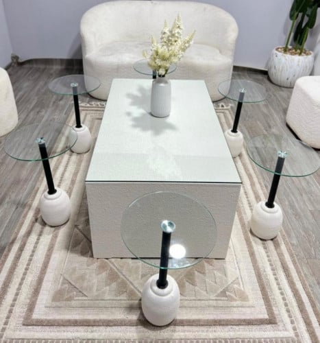 طقم طاولات كلاسيكي مع 6 خدمة