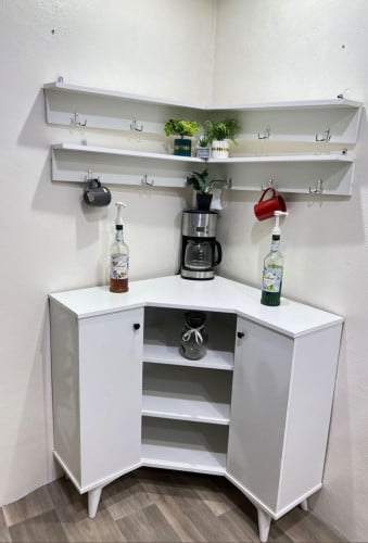 ركن قهوة زاوية مع الارفف