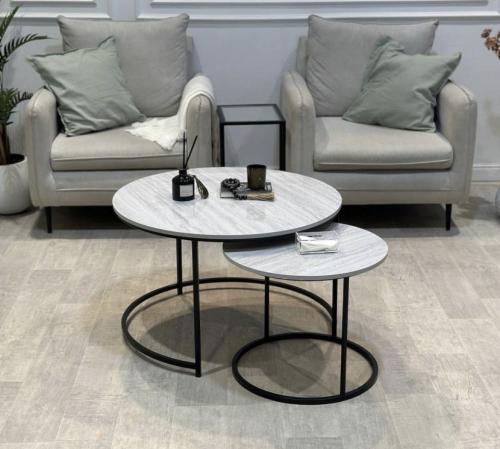 طقم طاولتين متداخلة بديل رخام