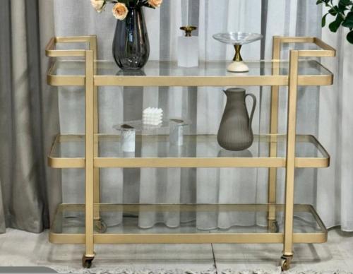 عربة تقديم ذهبي مقاس متر